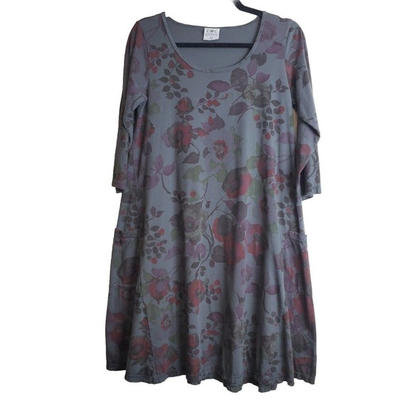 Color Me Cotton Women Dress XS Floral Round Neck Shift Made In USA Pockets - Picture 1 of 9